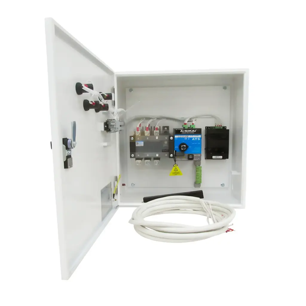 TRANSFERENCIA AUTOMATICA 1P ARMADA CON GABINETE - 125A (PARA CARGA HASTA 46KVA) 120/240V